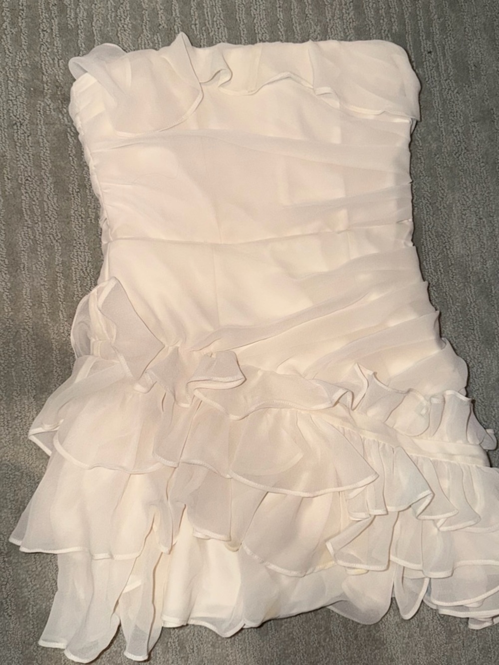 Strapless Ruffle Mini Dress in White